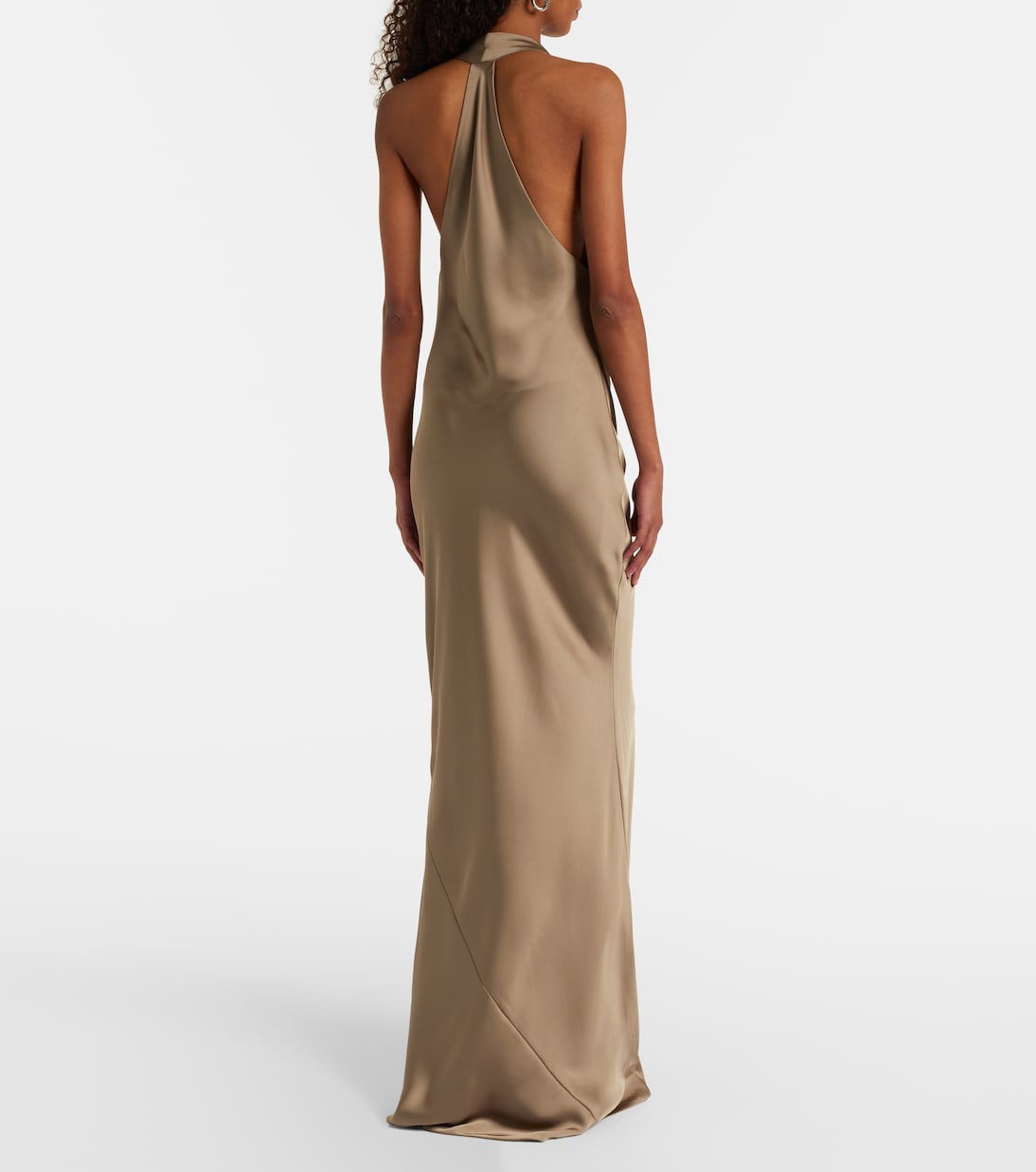Bias draped halterneck satin gown | Norma Kamali