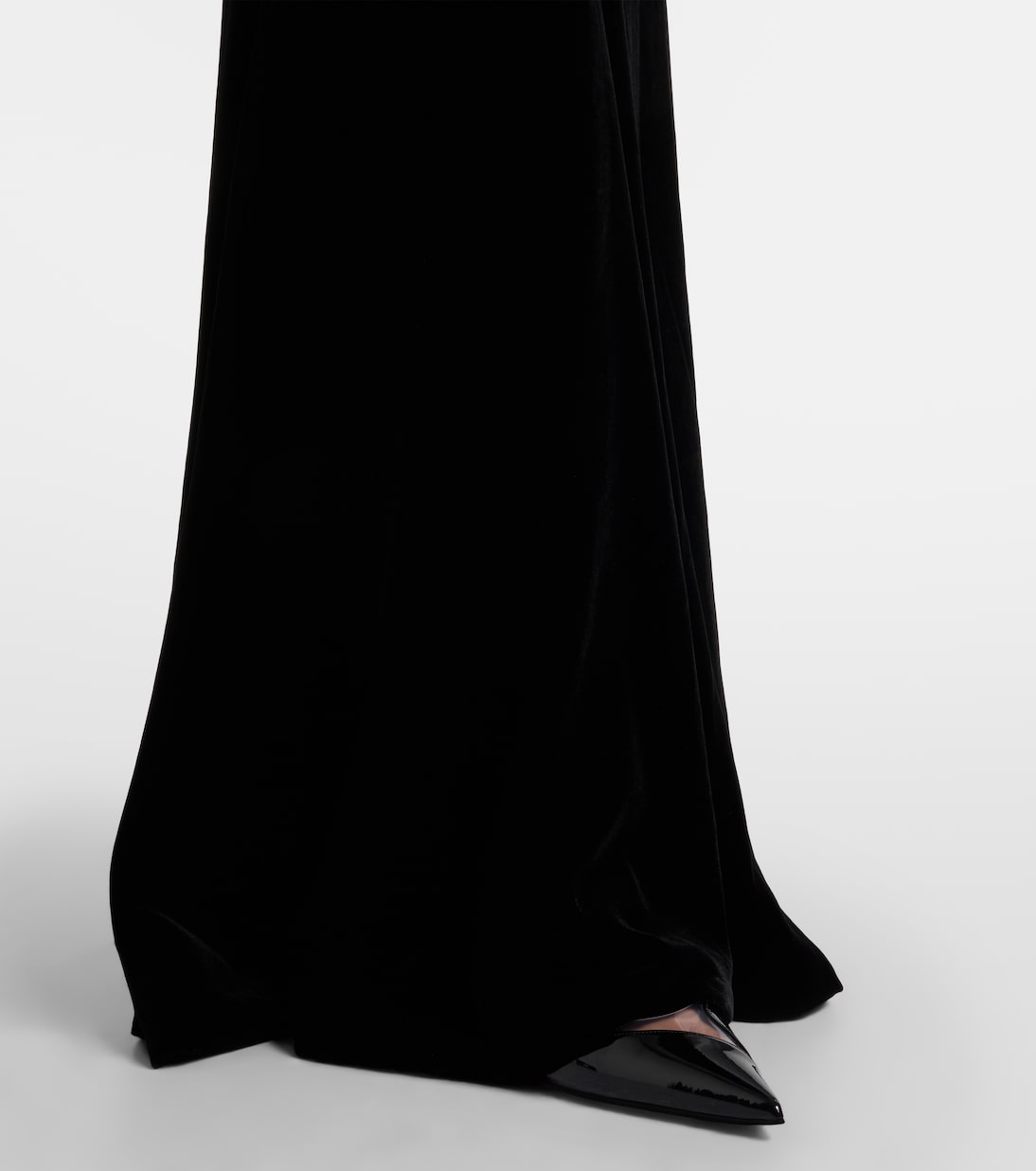 Off-shoulder velvet bustier gown | Costarellos