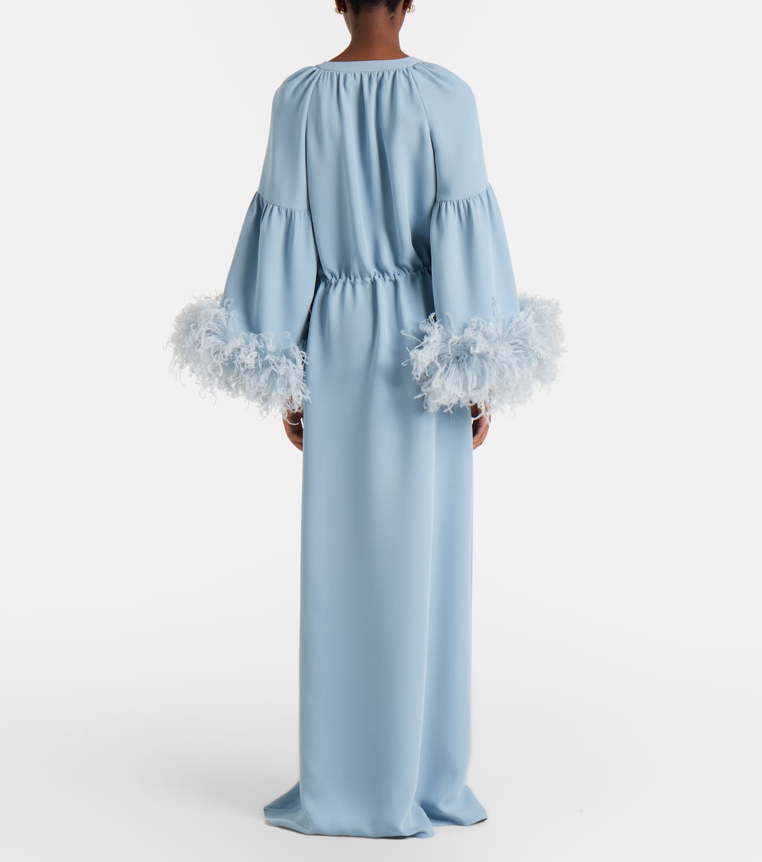 Feather-trimmed silk gown | Valentino
