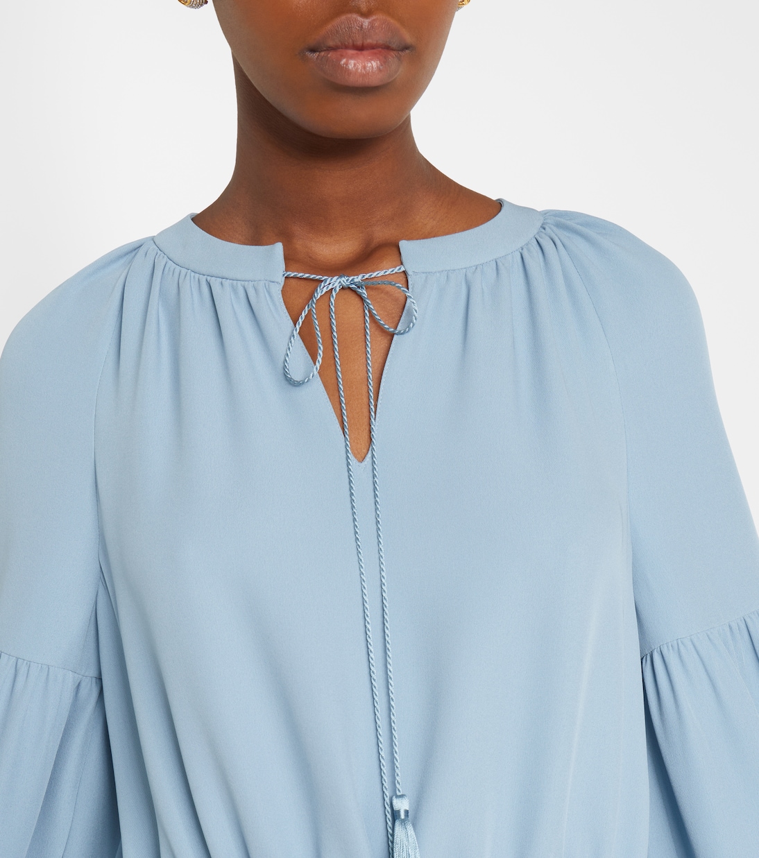 Feather-trimmed silk gown | Valentino