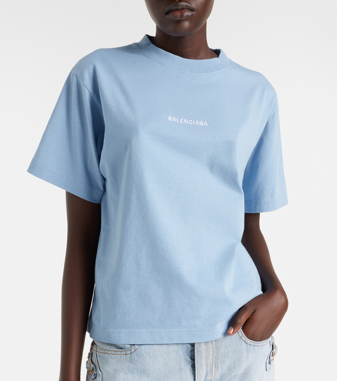 Logo embroidered cotton jersey T-shirt | Balenciaga