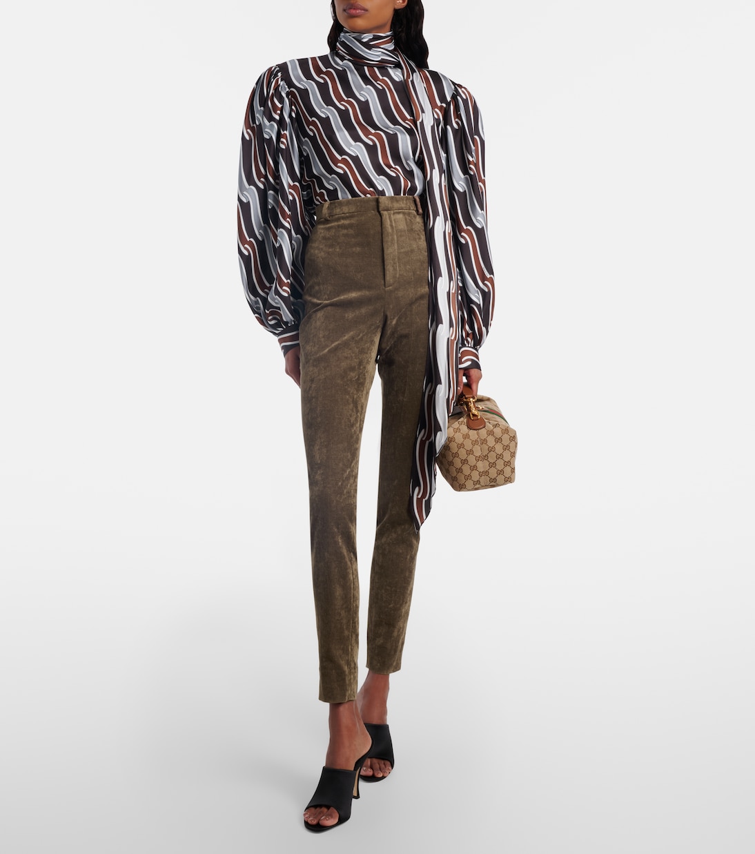 High-rise cotton-blend velvet skinny pants | Gucci