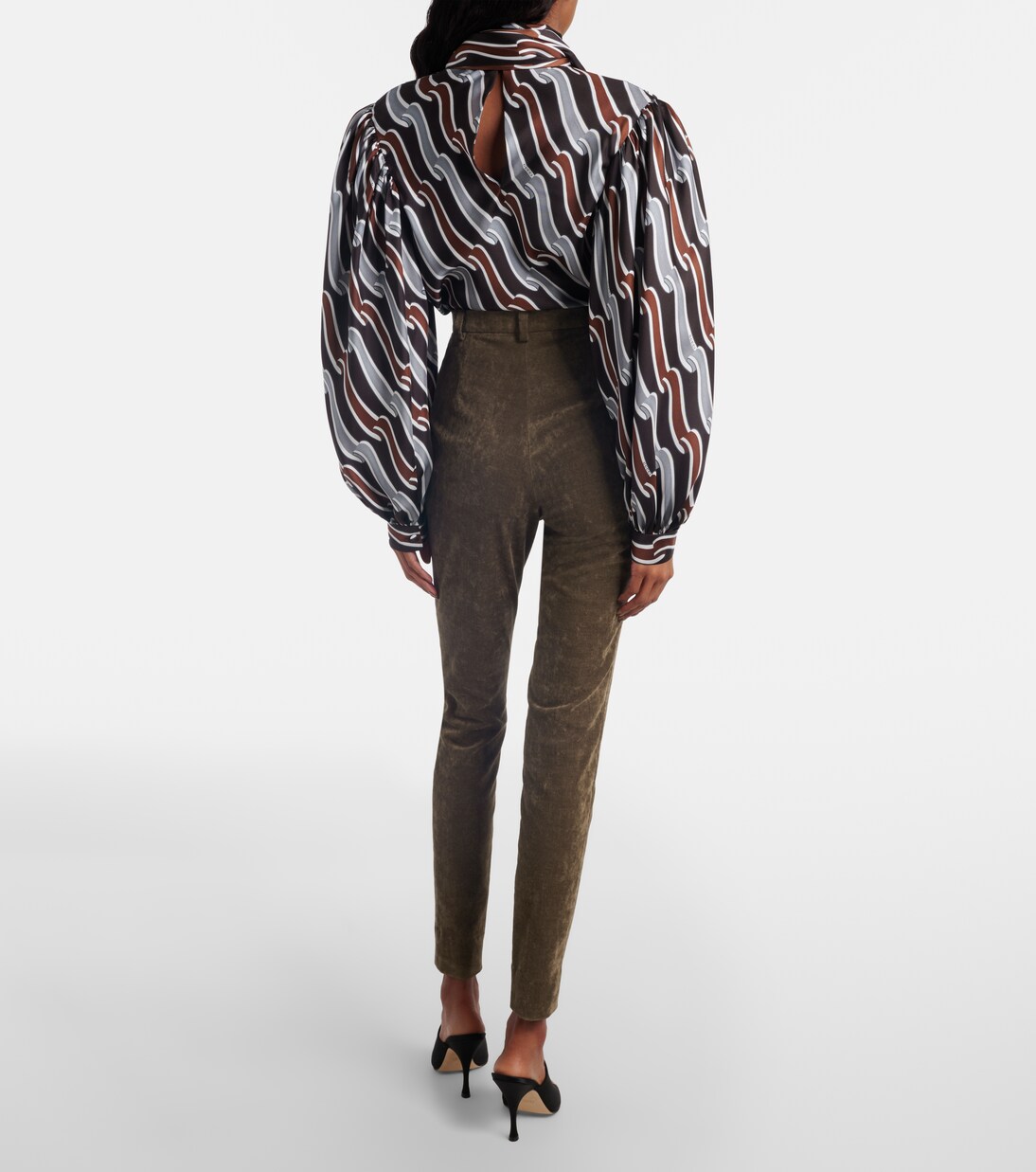 High-rise cotton-blend velvet skinny pants | Gucci