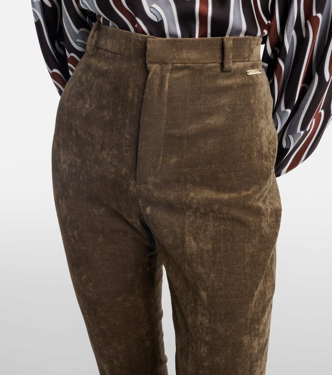 High-rise cotton-blend velvet skinny pants | Gucci