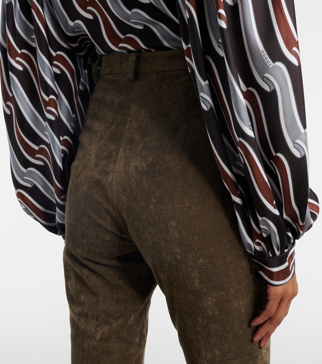 High-rise cotton-blend velvet skinny pants | Gucci