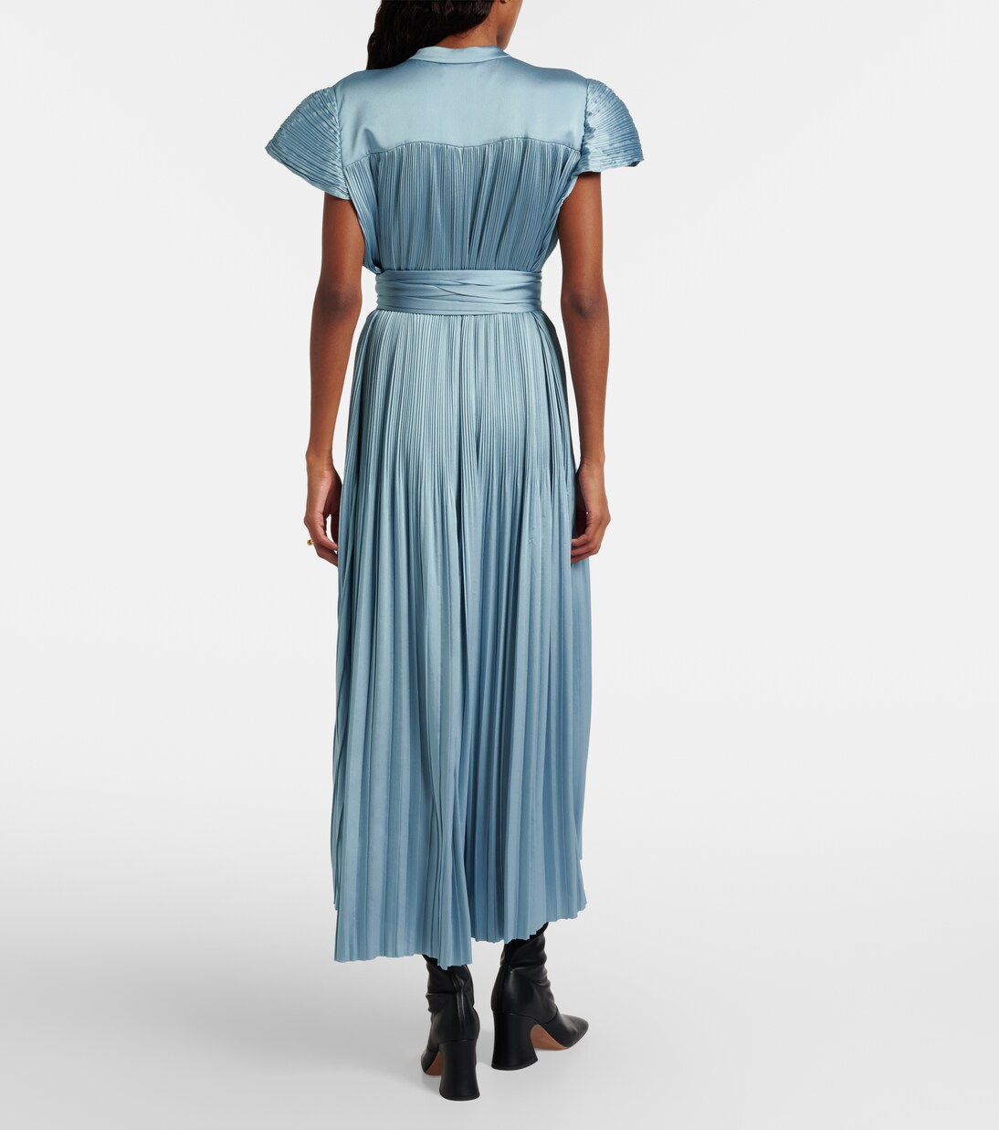 Phare plissé satin midi dress | Joseph