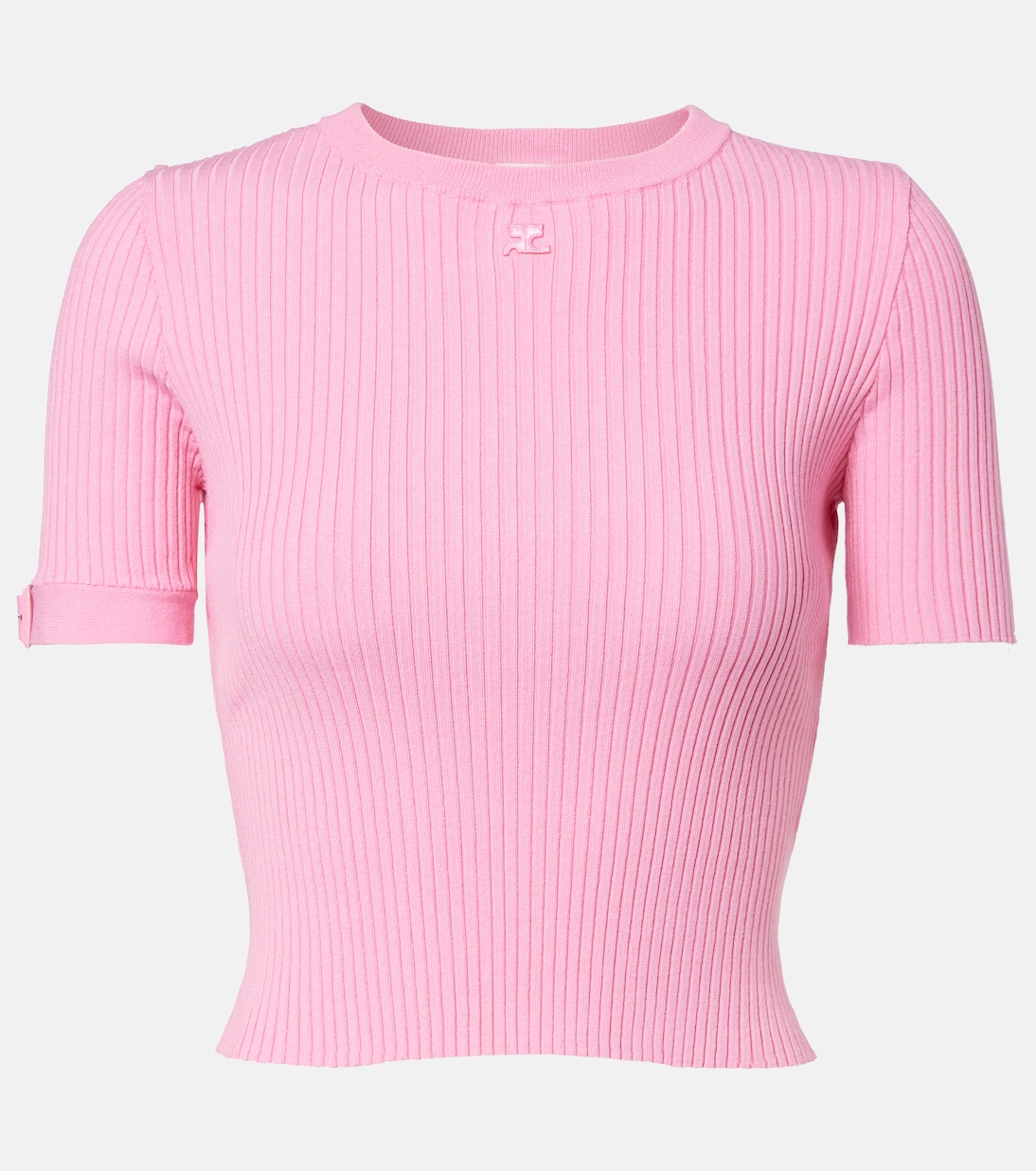 Logo ribbed-knit crop top | Courrèges