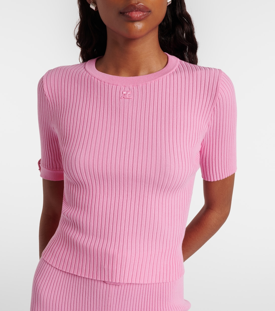 Logo ribbed-knit crop top | Courrèges
