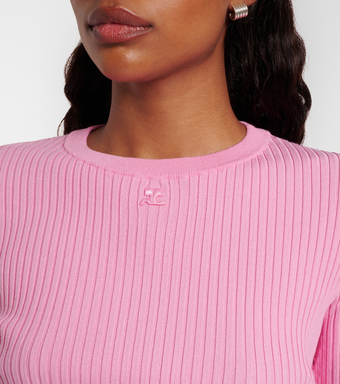Logo ribbed-knit crop top | Courrèges