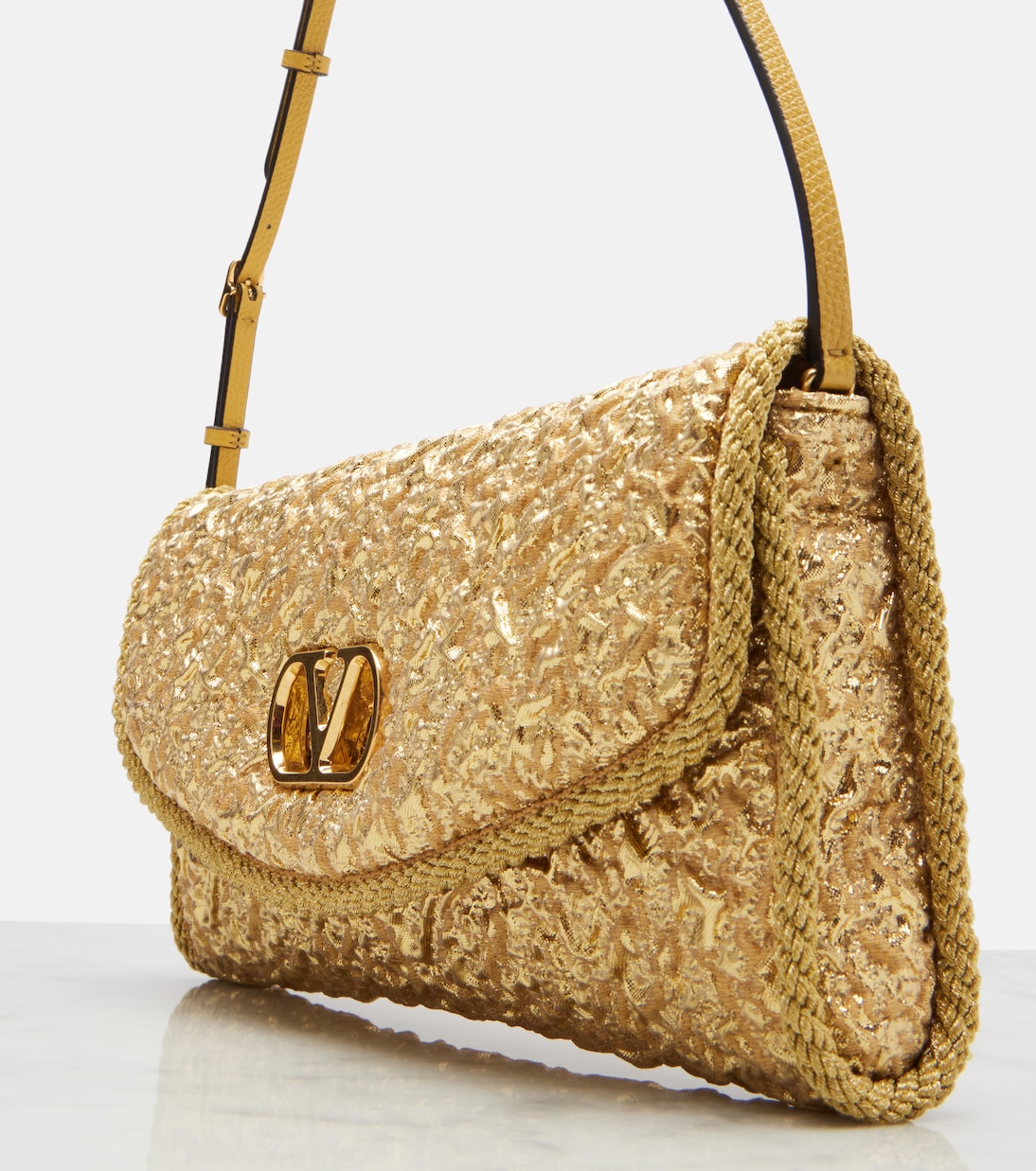 Schultertasche DeVain Small aus Cloqué | Valentino Garavani