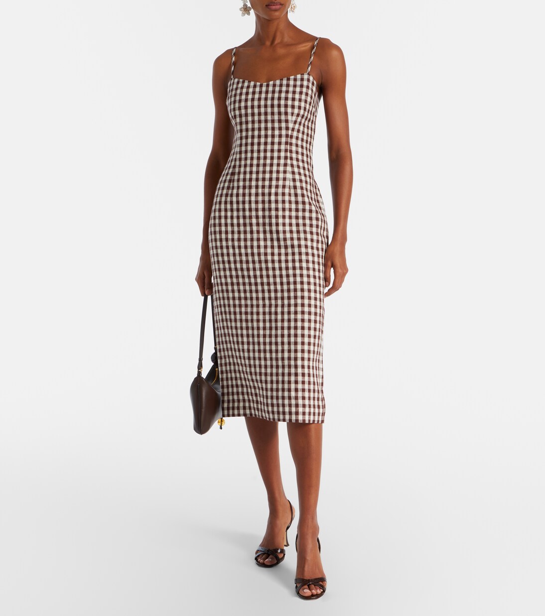Sadie gingham linen midi dress | Posse