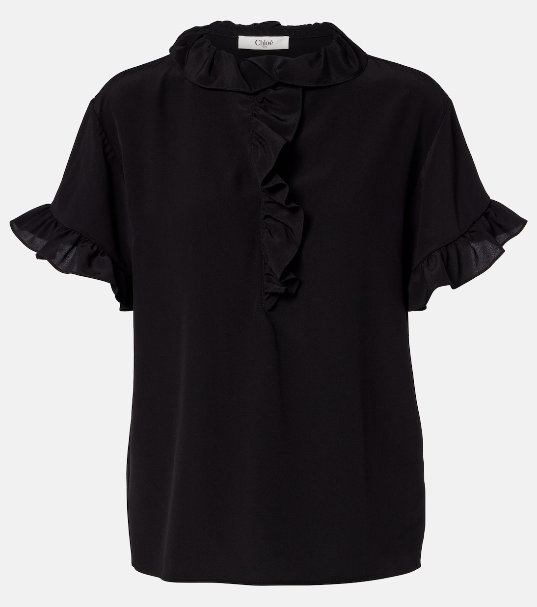 Ruffled silk crêpe de chine top | Chloé