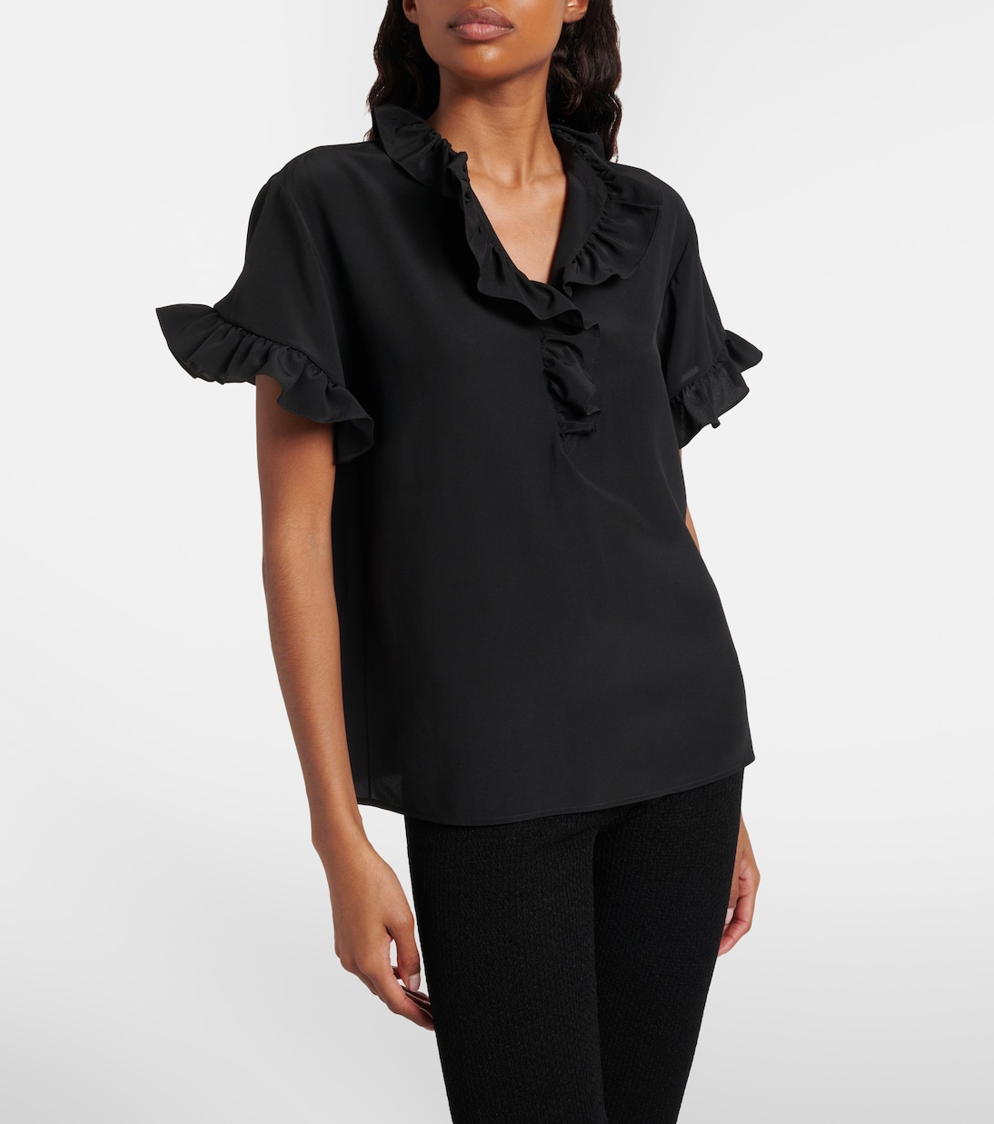 Ruffled silk crêpe de chine top | Chloé