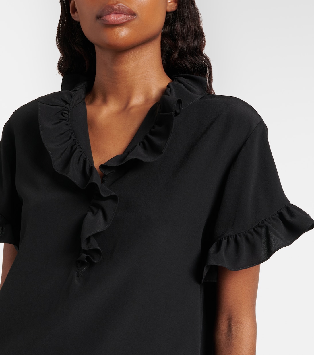 Ruffled silk crêpe de chine top | Chloé