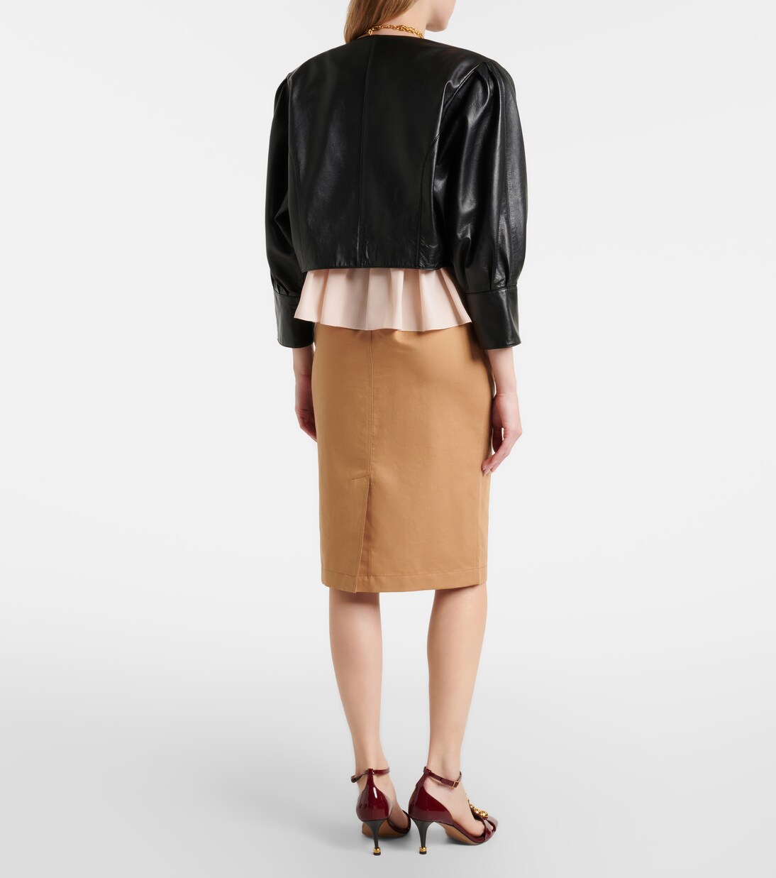 Falda tubo de gabardina de algodón y lino | Chloé