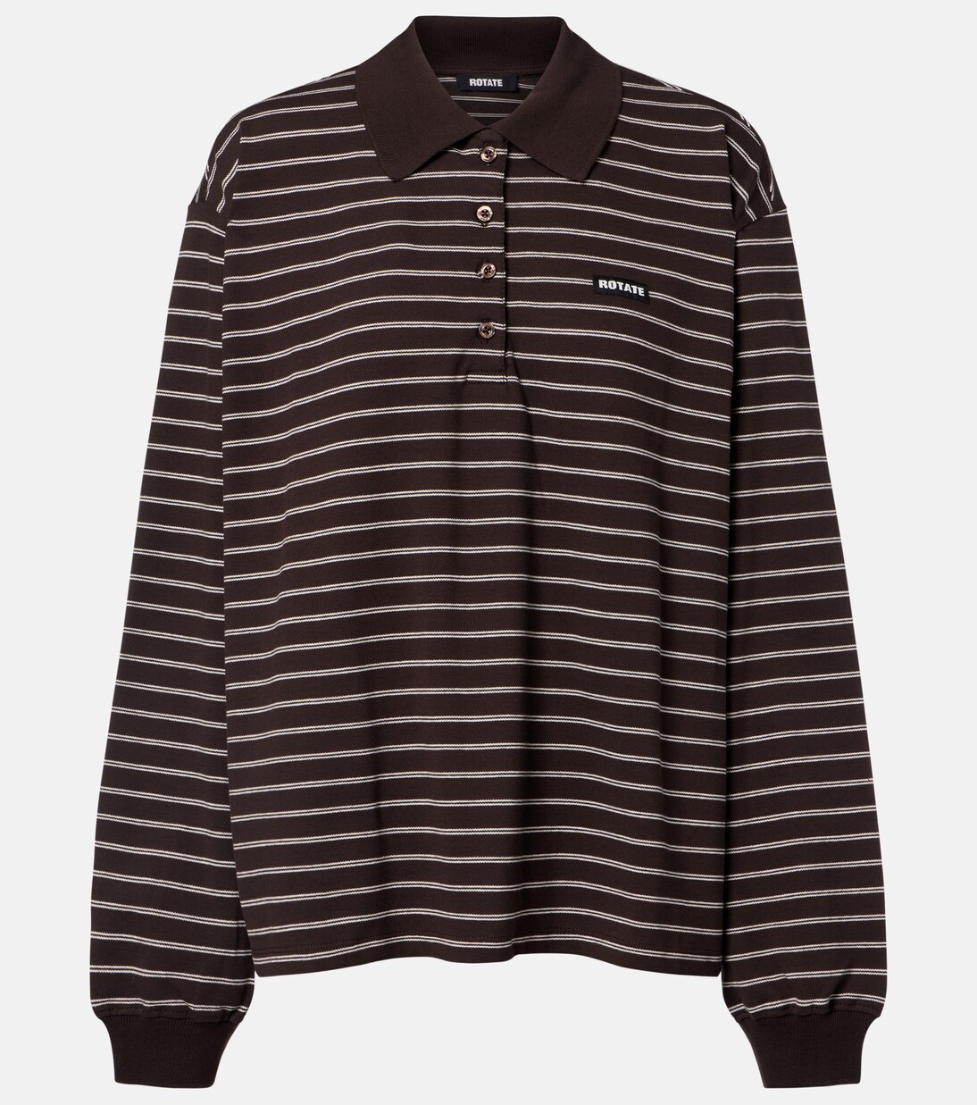 Striped oversized cotton-blend polo shirt | Rotate