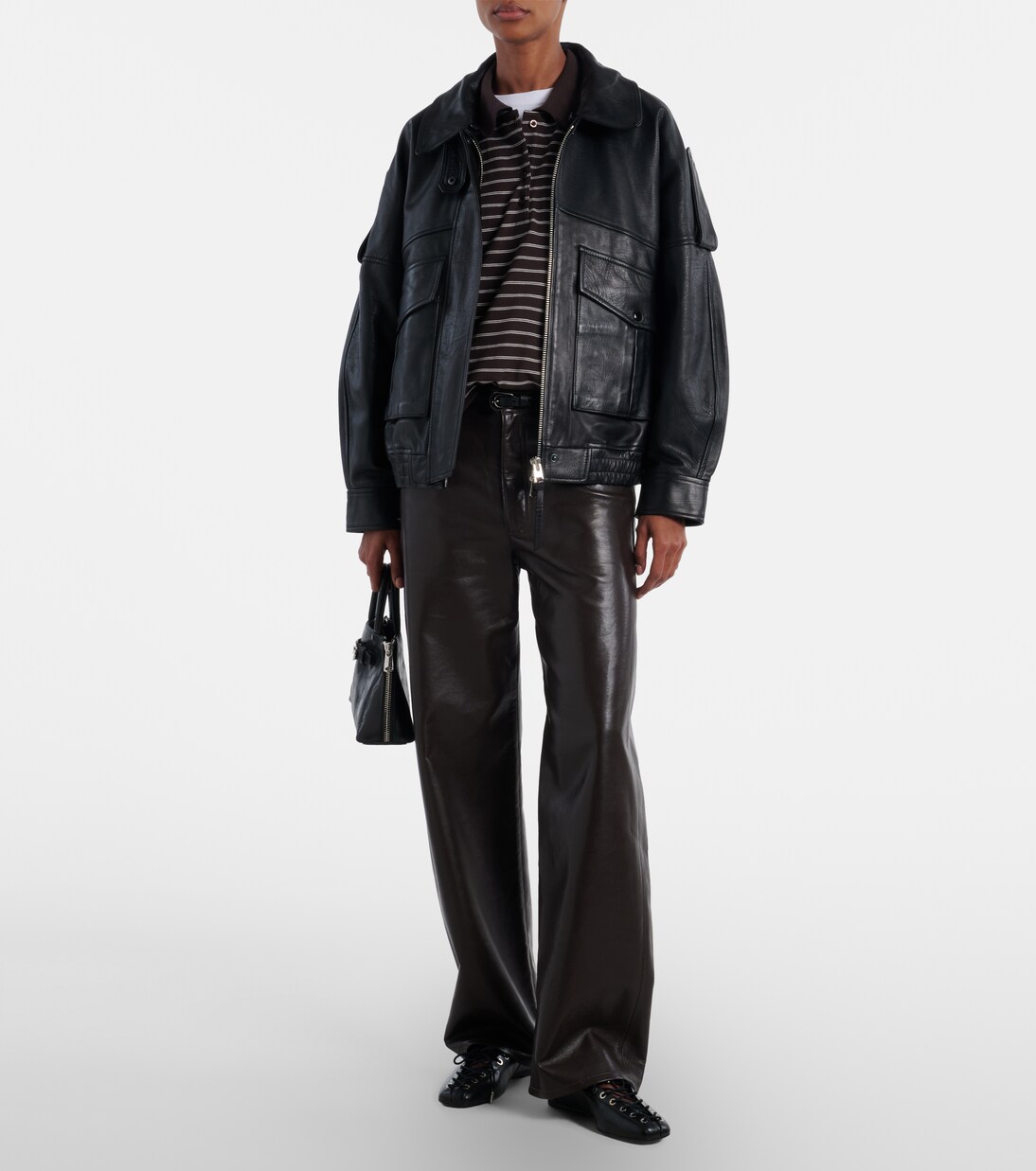 Striped oversized cotton-blend polo shirt | Rotate