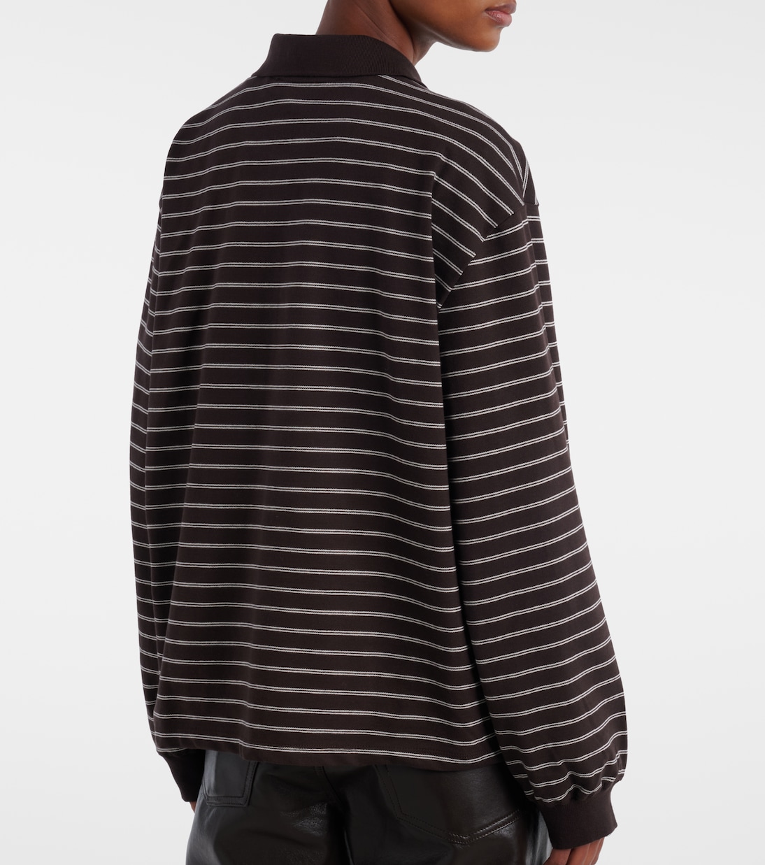 Striped oversized cotton-blend polo shirt | Rotate