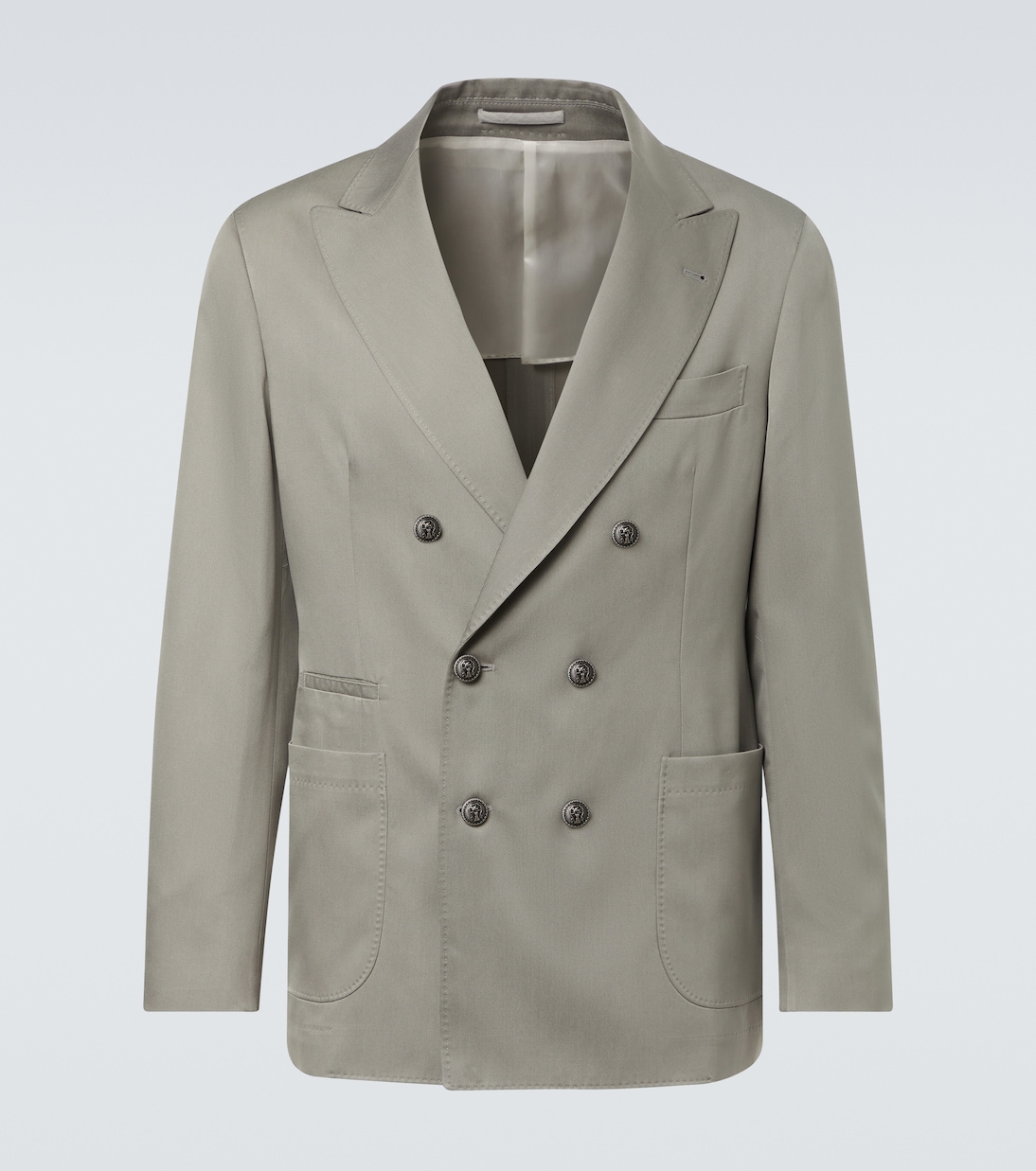 Double-breasted silk suit jacket | Brunello Cucinelli