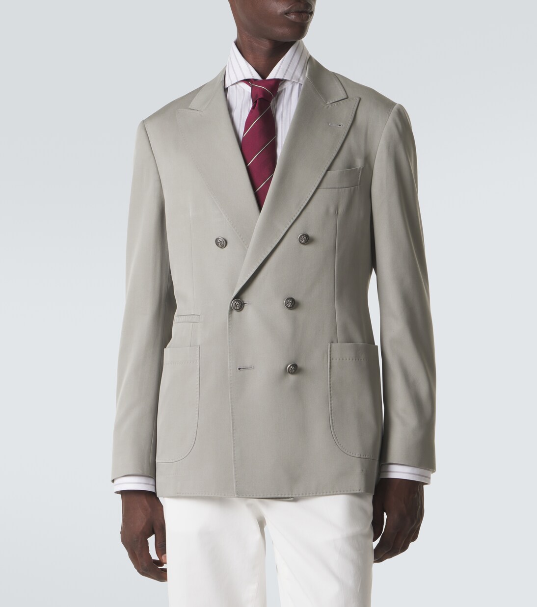 Double-breasted silk suit jacket | Brunello Cucinelli