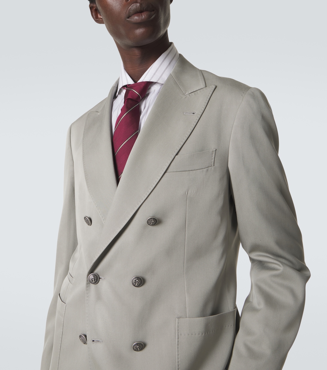 Double-breasted silk suit jacket | Brunello Cucinelli