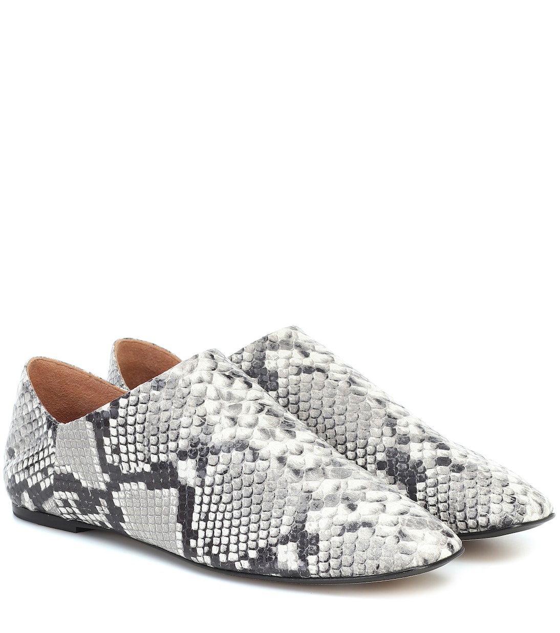 Snake-effect leather ballet flats | Joseph