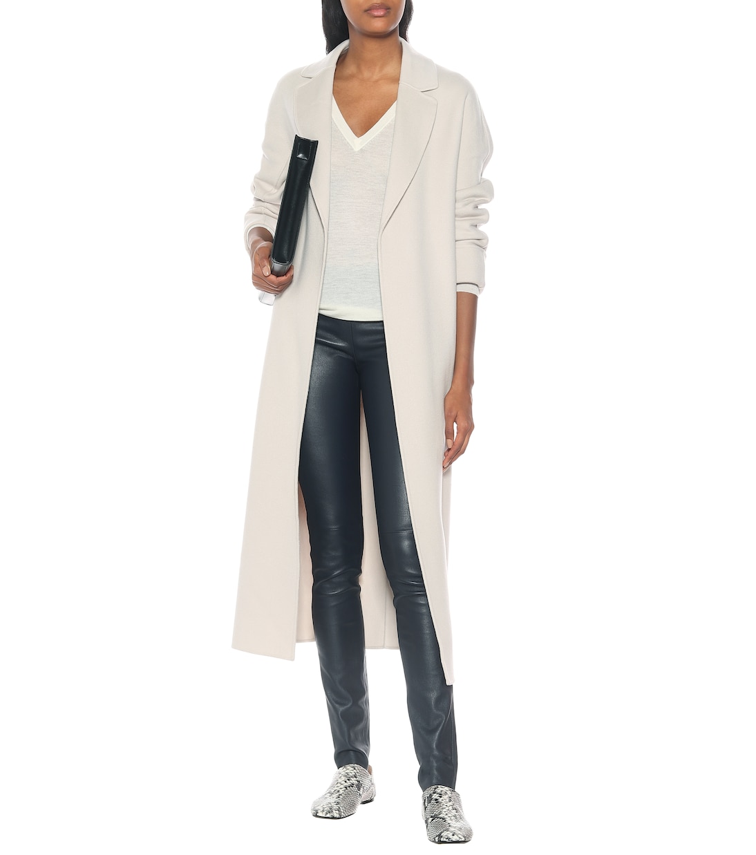 Snake-effect leather ballet flats | Joseph