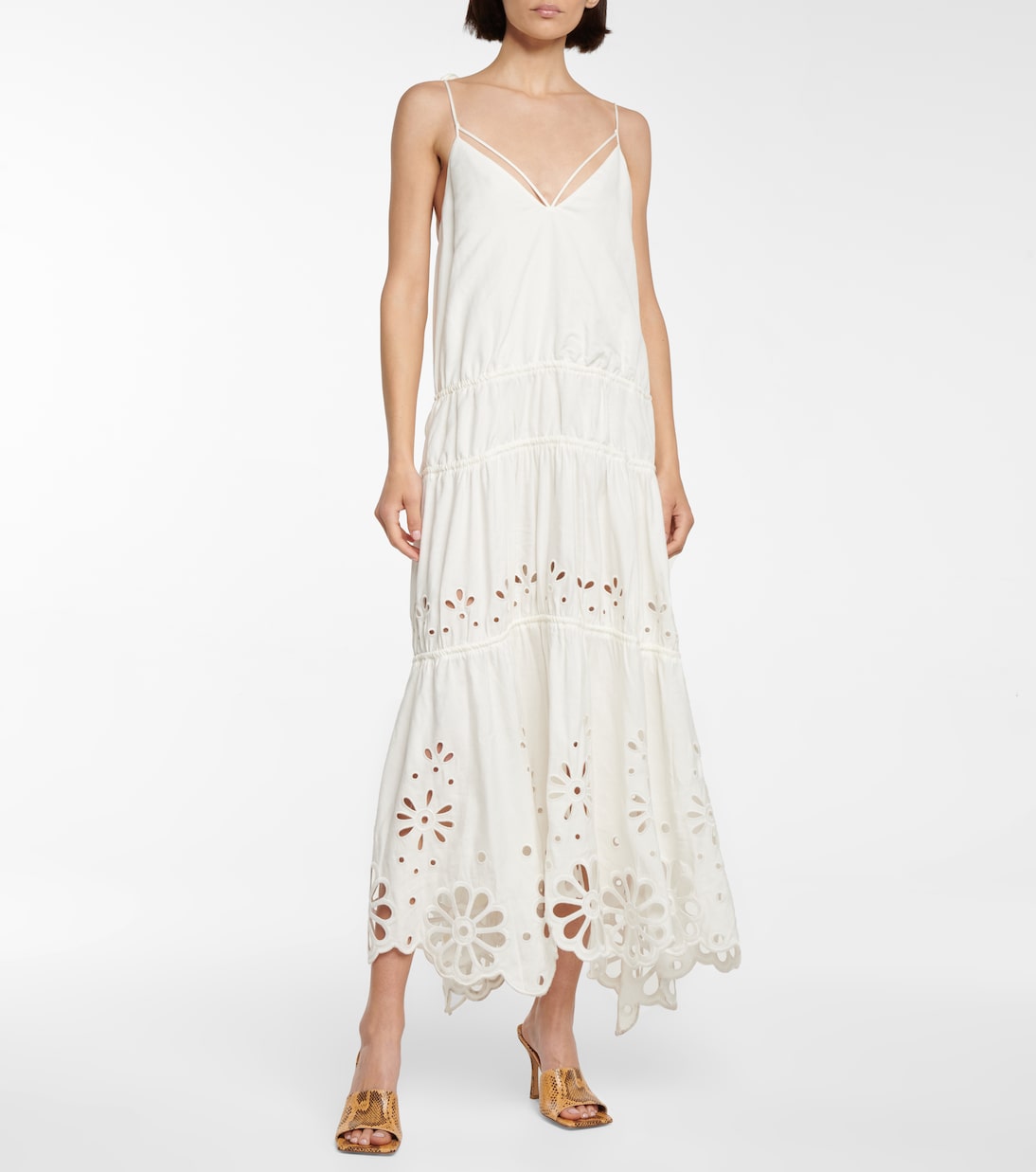Robe longue Juna brodée en lin mélangé | Simkhai