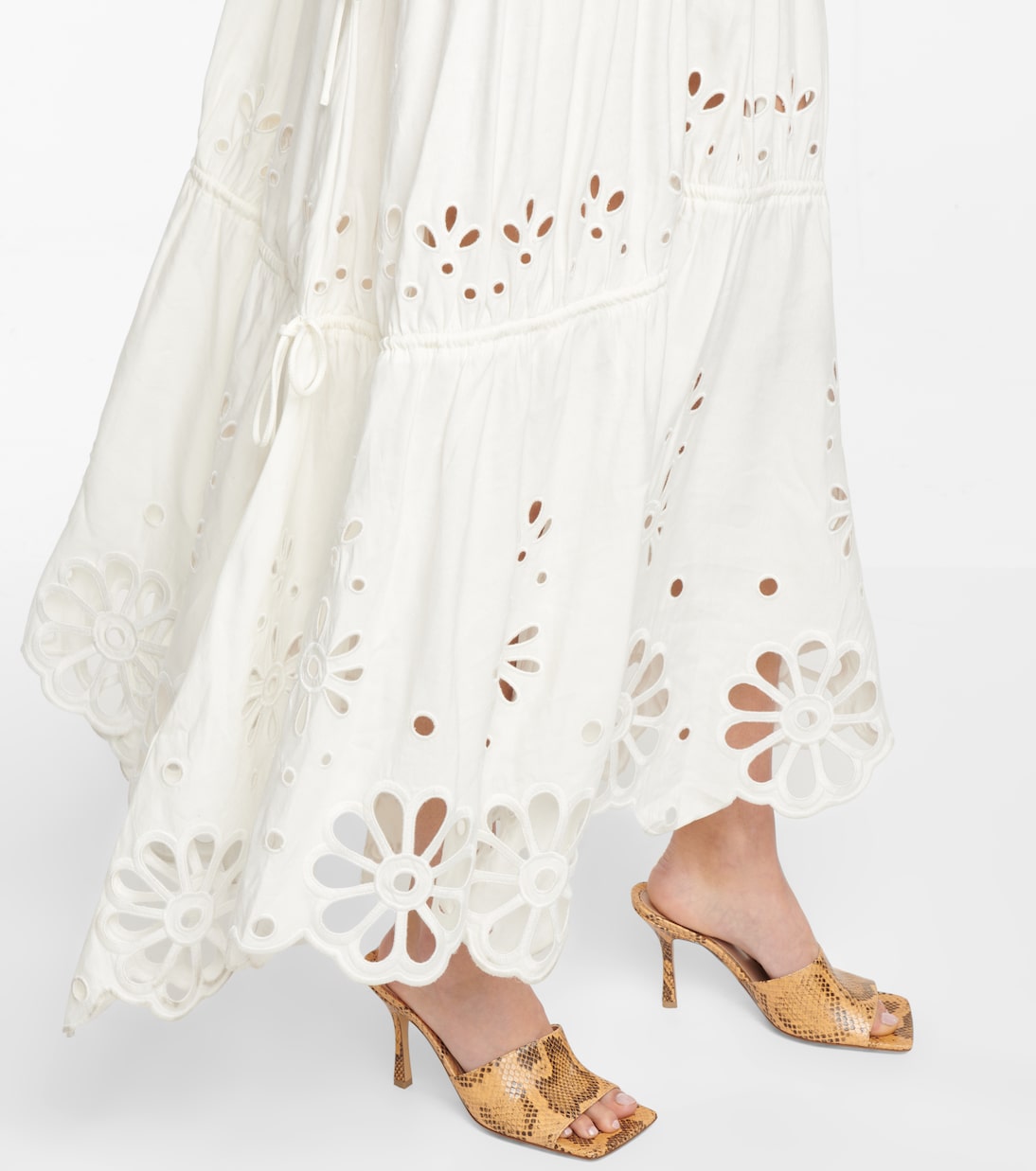 Robe longue Juna brodée en lin mélangé | Simkhai