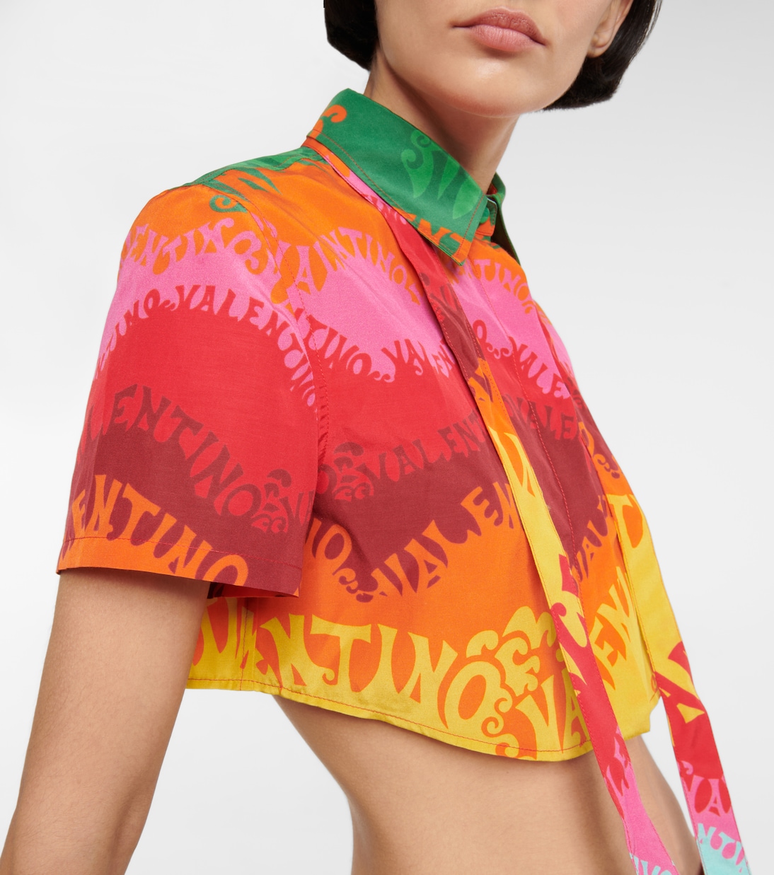 Printed silk and cotton crop top | Valentino