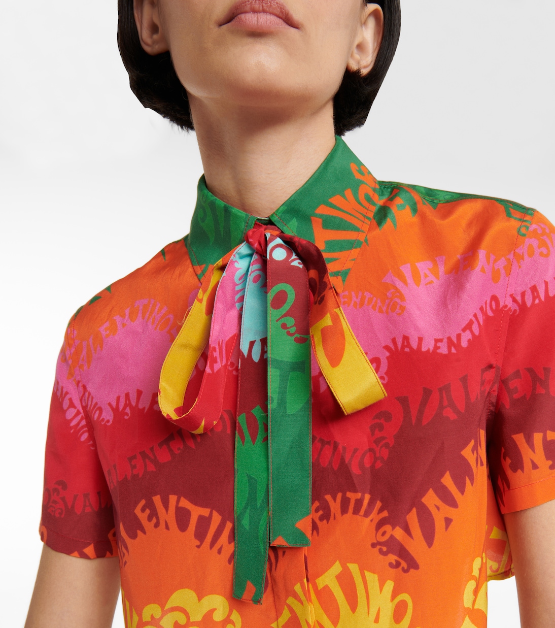 Printed silk and cotton crop top | Valentino