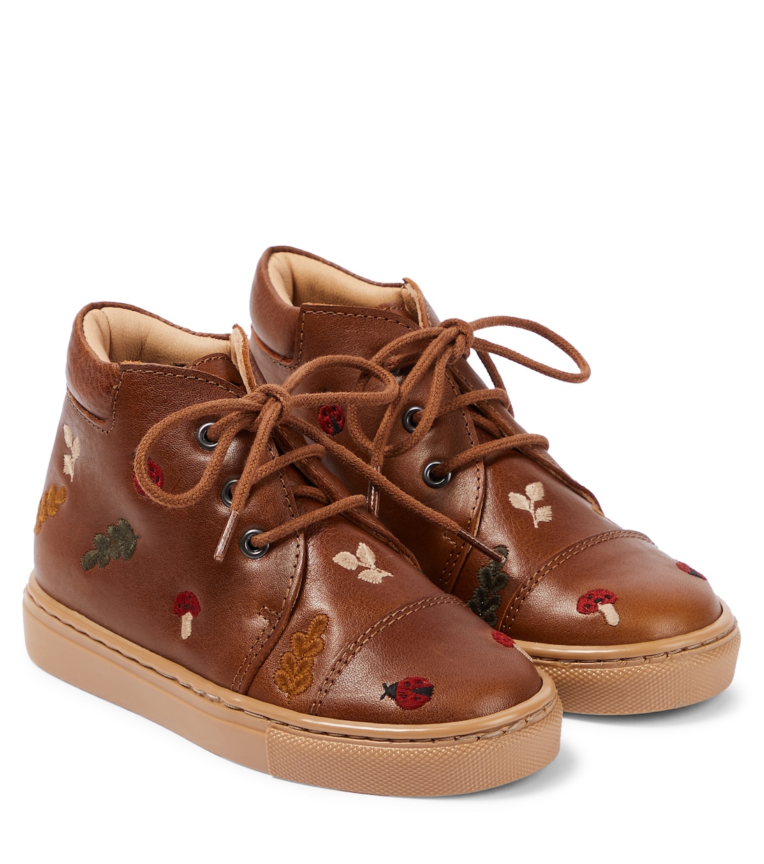 Embroidered lace-up leather shoes | Petit Nord