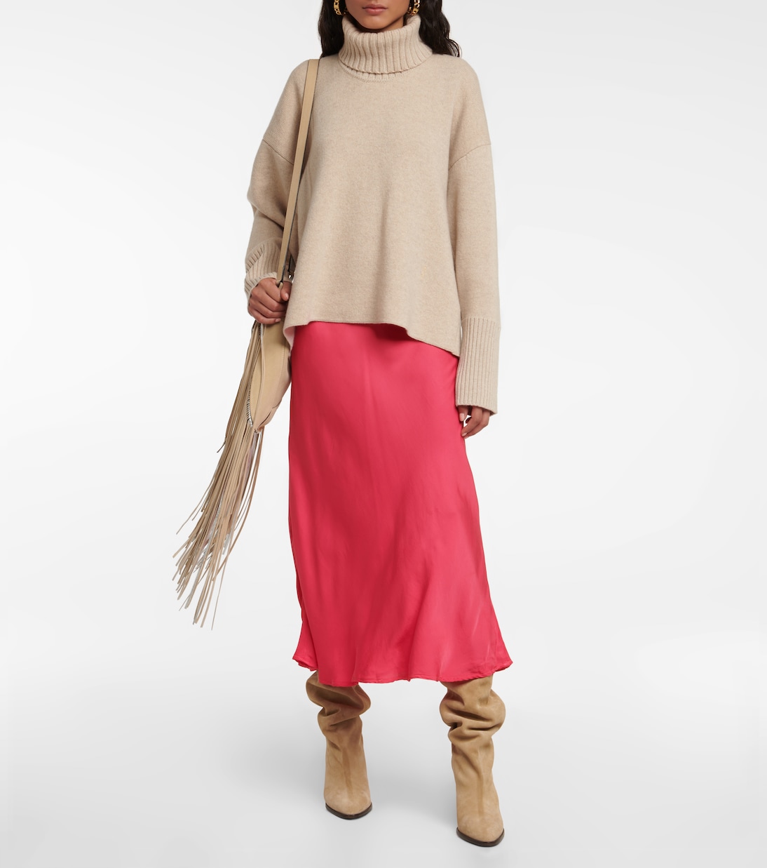 Falda midi Aubree de satén | Velvet