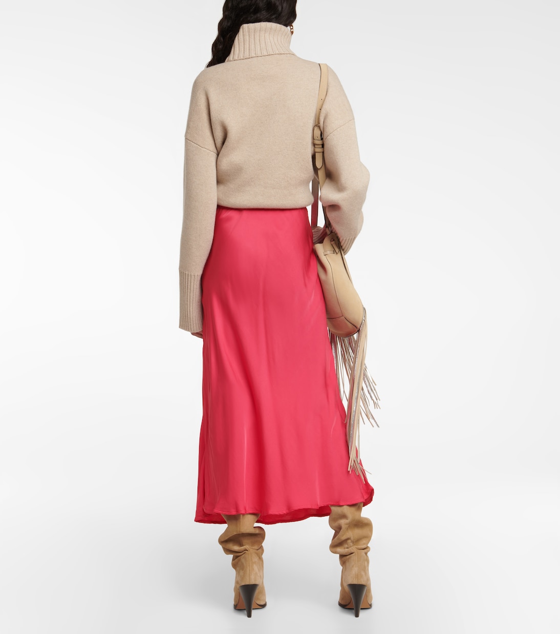 Falda midi Aubree de satén | Velvet