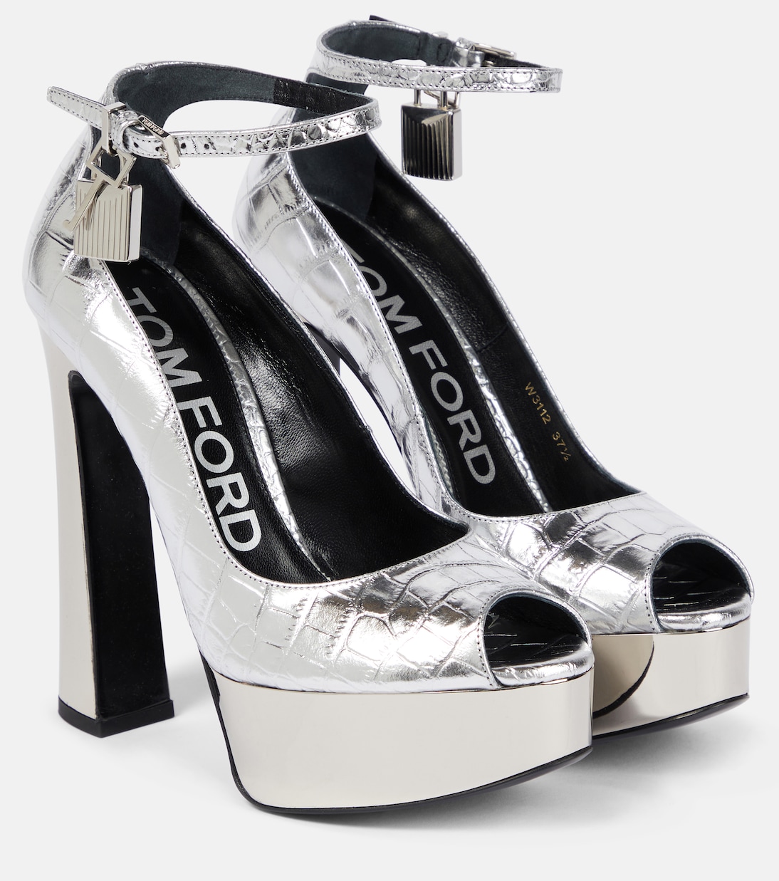Metallic leather platform peep-toe pumps | Tom Ford