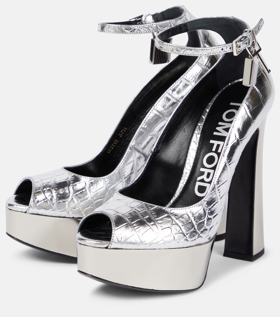 Metallic leather platform peep-toe pumps | Tom Ford