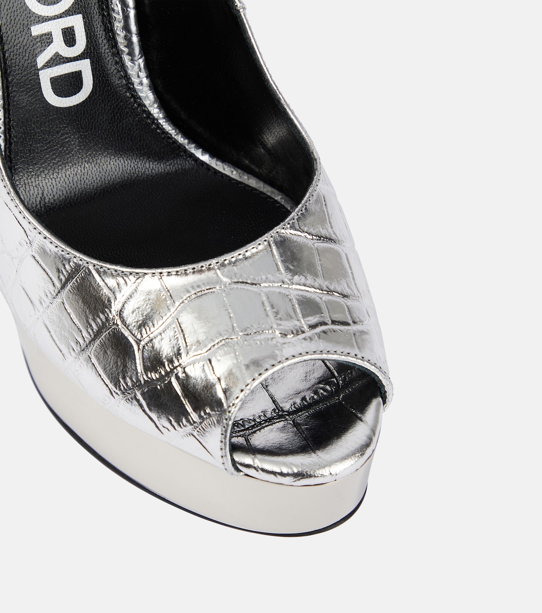 Metallic leather platform peep-toe pumps | Tom Ford