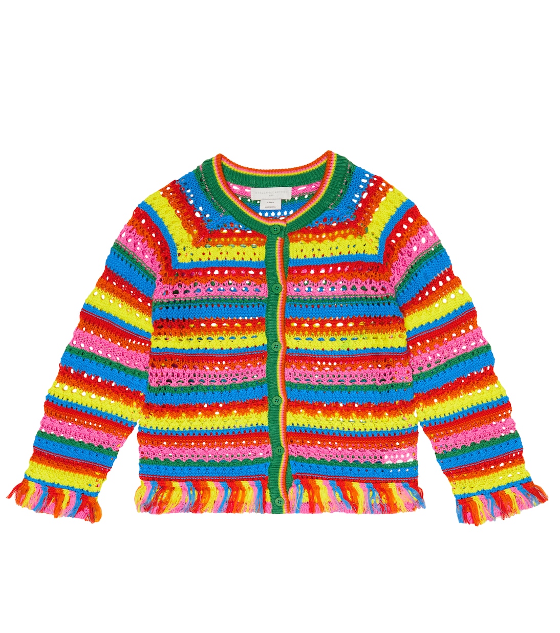Cárdigan en croché de algodón a rayas | Stella McCartney Kids