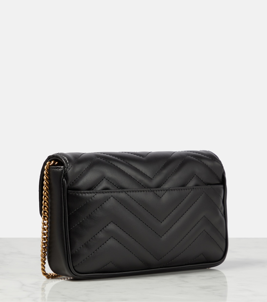 Portafoglio con catena in pelle GG Marmont | Gucci