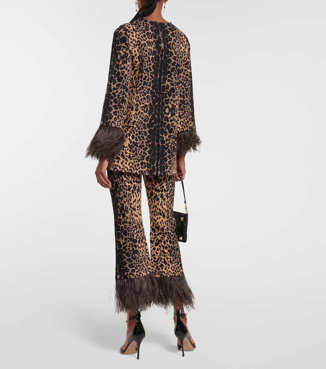 Jersey estampado con ribete de plumas | Valentino