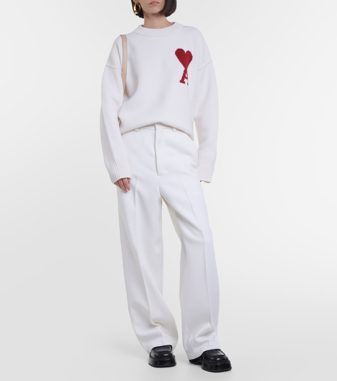 High-rise wool-blend wide-leg pants | Ami Paris
