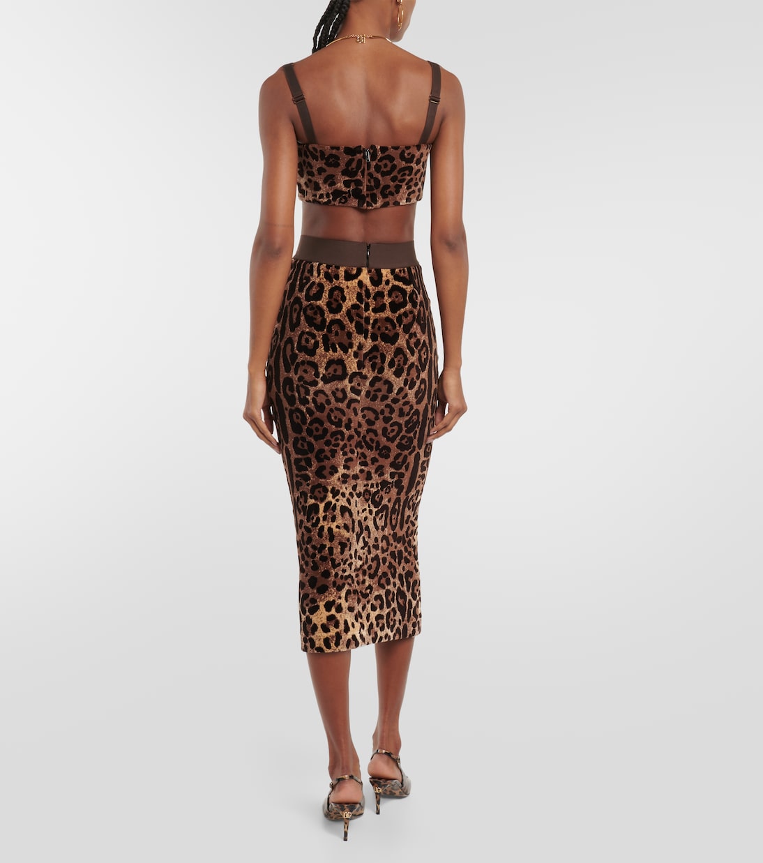 Top cropped in velluto con stampa | Dolce&Gabbana