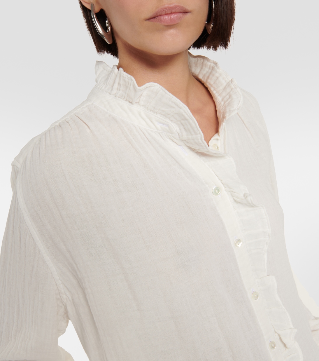 Trisha ruffled cotton gauze blouse | Velvet