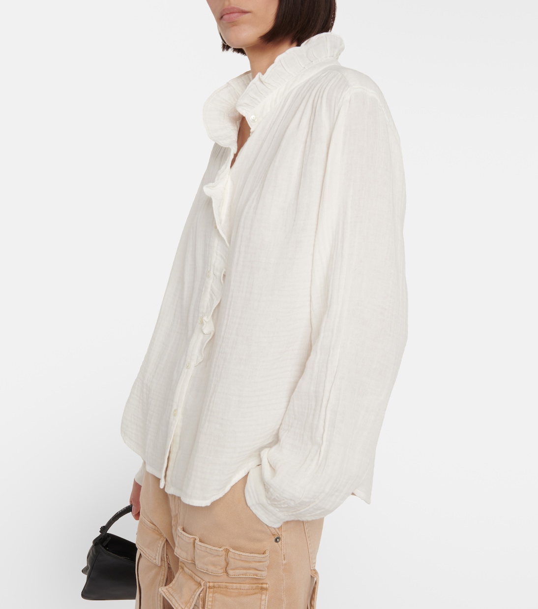 Trisha ruffled cotton gauze blouse | Velvet