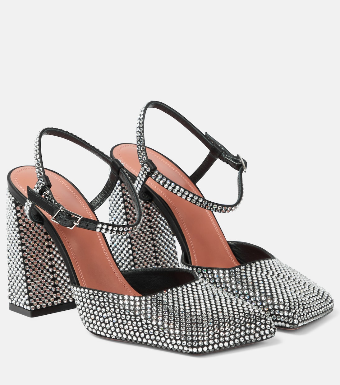 Pumps Charlotte 95 aus Satin mit Kristallen | Amina Muaddi