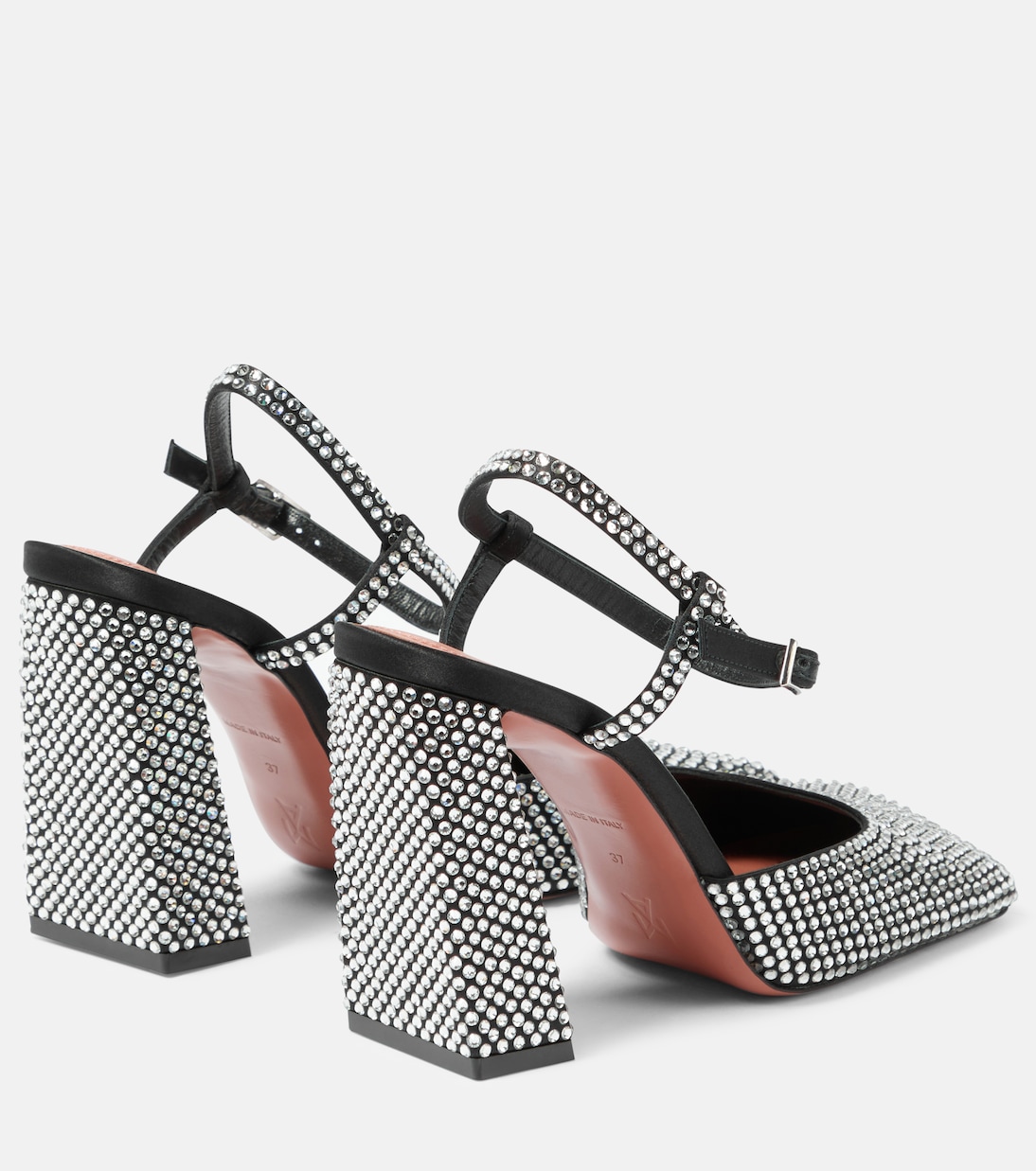 Pumps Charlotte 95 aus Satin mit Kristallen | Amina Muaddi