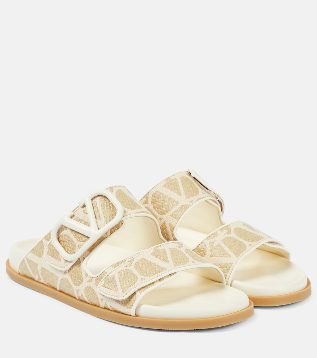 VLogo Signature raffia slides | Valentino Garavani