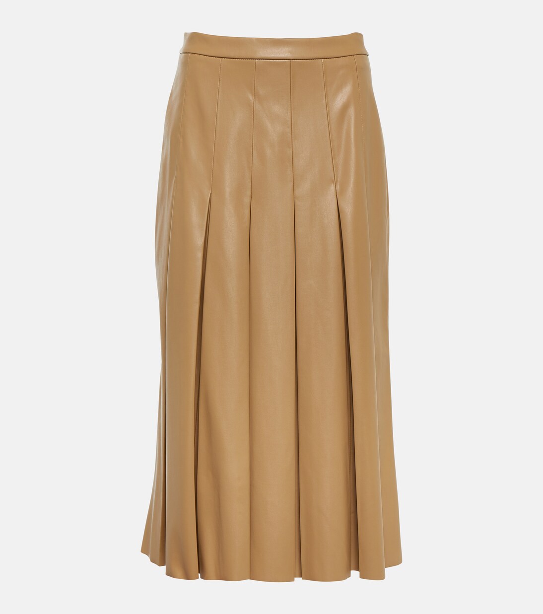 Herson pleated faux leather midi skirt in beige - Veronica
