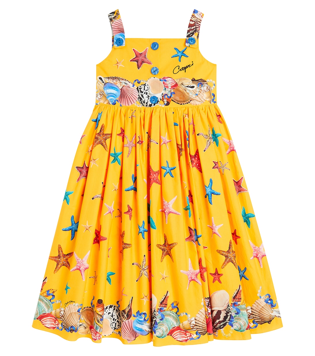 Vestido Capri de popelín de algodón estampado | Dolce&Gabbana Kids