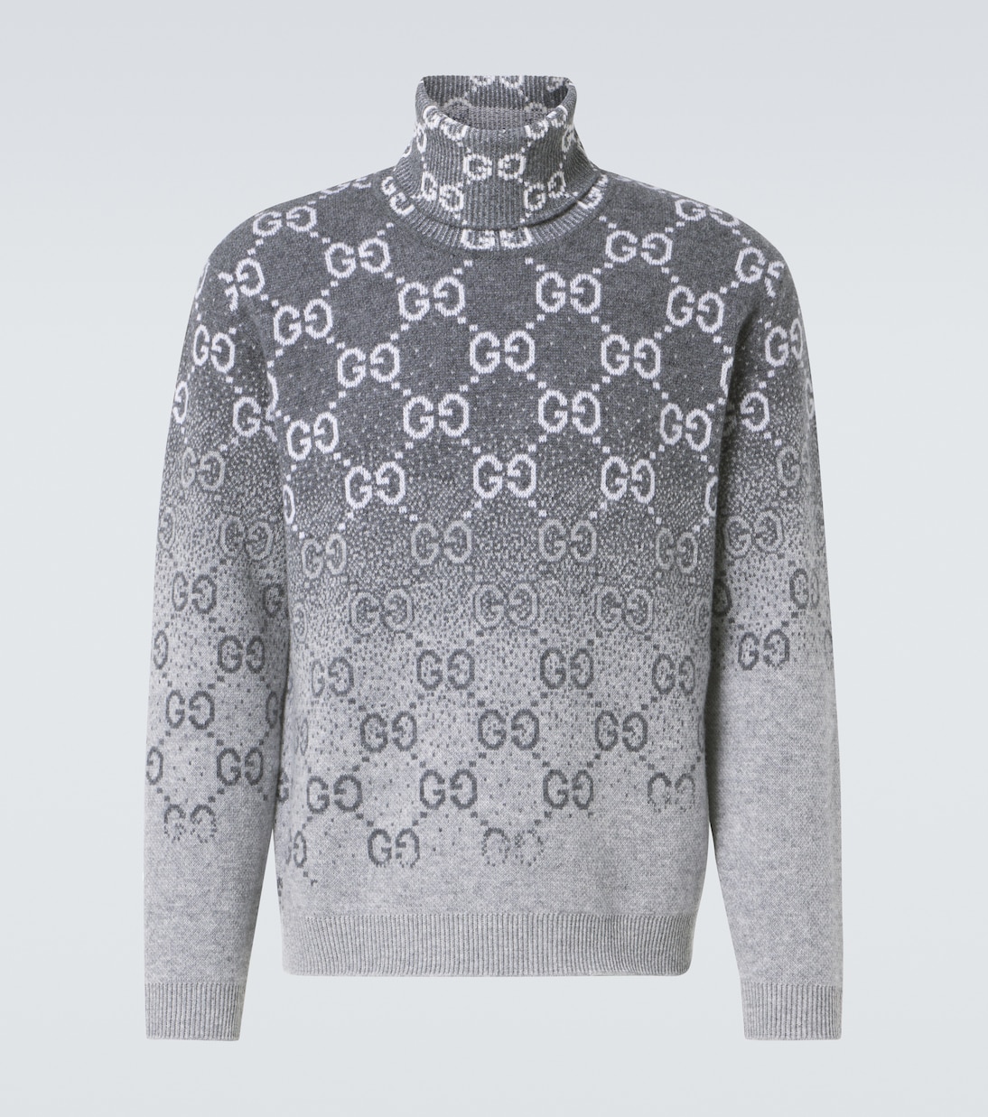 GG degrade wool jacquard turtleneck sweater in grey Gucci Mytheresa